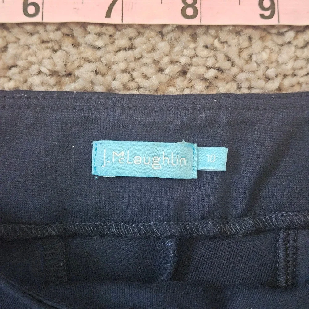 J.McLaughlin Tapered Ponte Knit Pants Size 10‎  Navy Blue Side Stripe Sporty